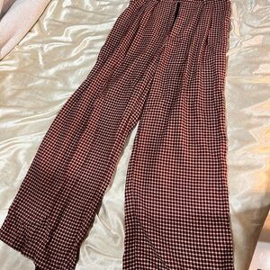 Cider Brown and Black Checkered Wide Leg Pants